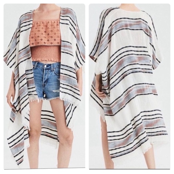 American Eagle Outfitters Kimono Poncho Shawl Knit CoverUp Cardigan Womens OS - Picture 14 of 14